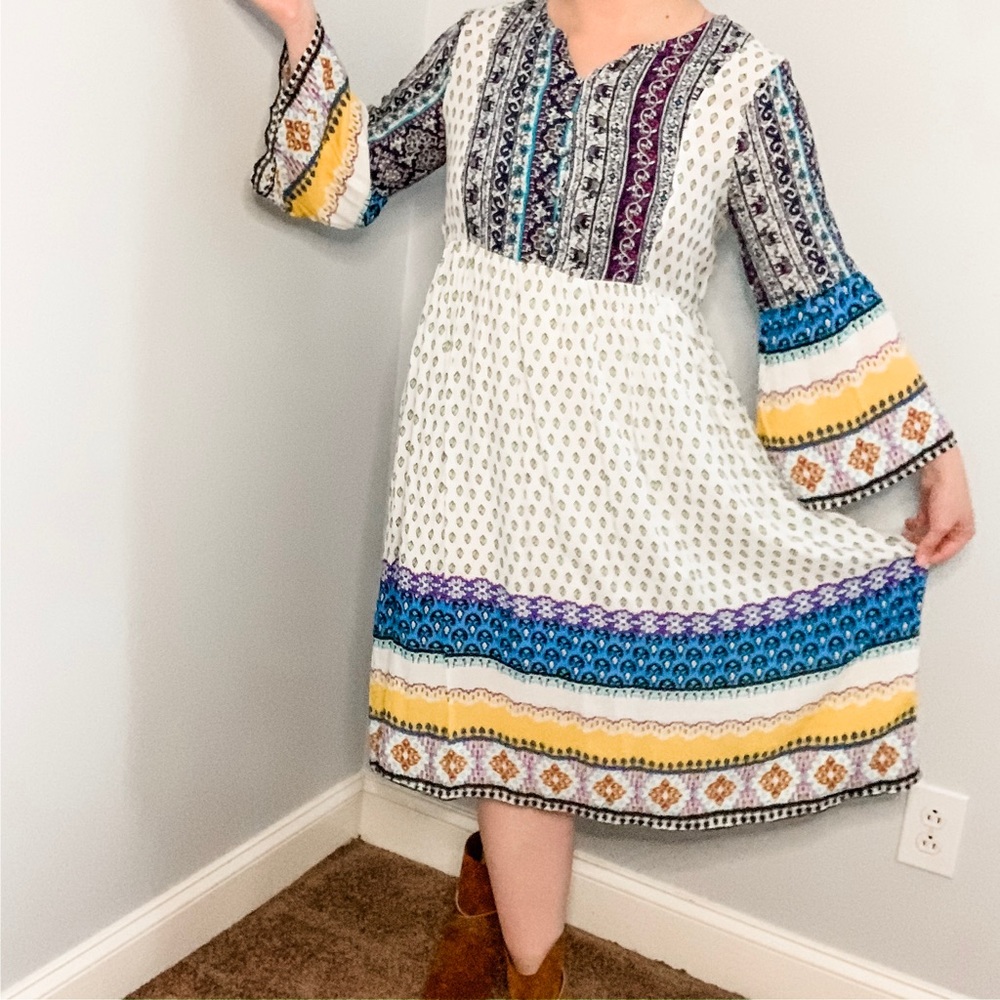 NWT Reborn J Blue & White Paisley Boho Dress